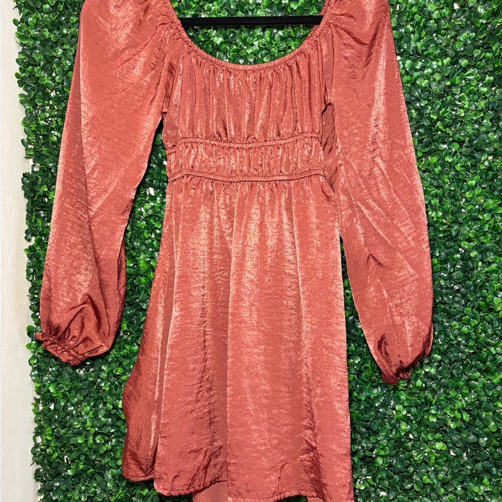 Chic Rust Long Sleeve Dress